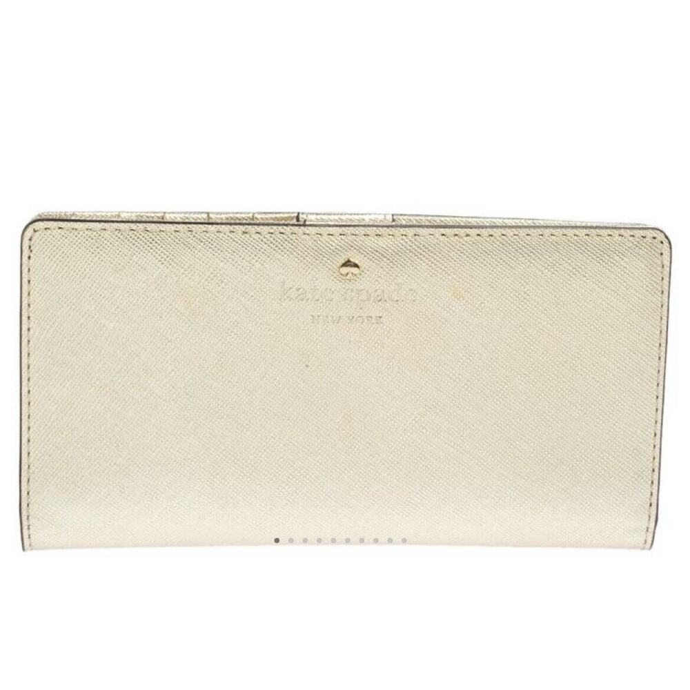 Kate Spade Metallic Gold Leather Long Flap Wallet